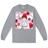 Heather Grey cute snowman and snow flakes seamless pattern bbs Long Sleeve Tee - BundleAndBundleShop
