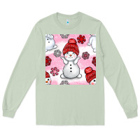Matcha cute snowman and snow flakes seamless pattern bbs Long Sleeve Tee - BundleAndBundleShop