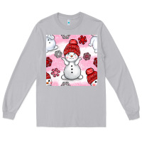 Moon Dust cute snowman and snow flakes seamless pattern bbs Long Sleeve Tee - BundleAndBundleShop