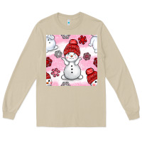 Mushroom cute snowman and snow flakes seamless pattern bbs Long Sleeve Tee - BundleAndBundleShop