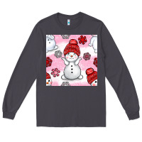 Smoke cute snowman and snow flakes seamless pattern bbs Long Sleeve Tee - BundleAndBundleShop