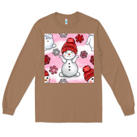 Toasted Coconut cute snowman and snow flakes seamless pattern bbs Long Sleeve Tee - BundleAndBundleShop