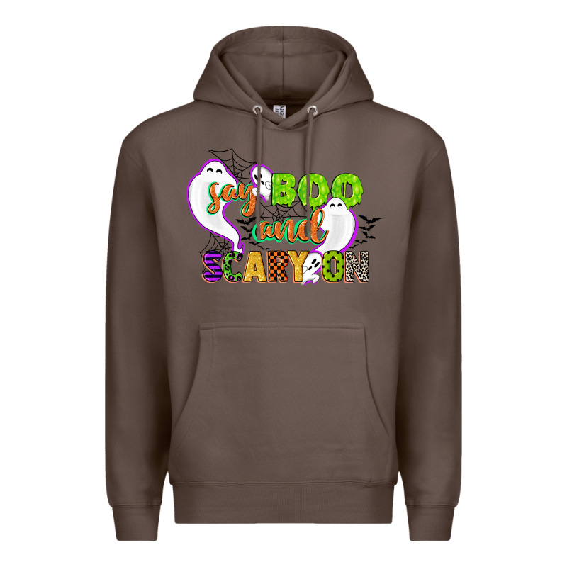 Say Boo And Scary On Premium Hoodie by CowGirlArtShop | Teevron