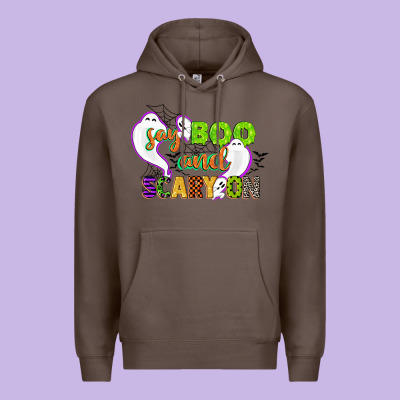 Say Boo And Scary On Premium Hoodie Designed By Cowgirlartshop