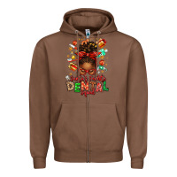 Chestnut Santa's Favorite Dental Squad Afro Messy Bun Zipper Hoodie - texasbilliewilder