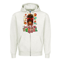 Oatmeal Heather Santa's Favorite Dental Squad Afro Messy Bun Zipper Hoodie - texasbilliewilder