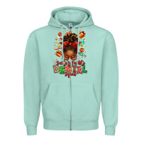 Seafoam Santa's Favorite Dental Squad Afro Messy Bun Zipper Hoodie - texasbilliewilder