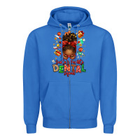 True Royal Santa's Favorite Dental Squad Afro Messy Bun Zipper Hoodie - texasbilliewilder