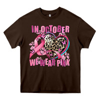 Chocolate Brown western leopard  in october we wear pink heart Heavy Core Tee - AdoDesignShop
