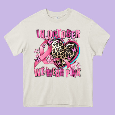 Western Leopard  In October We Wear Pink Heart Heavy Core Tee Designed By Adodesignshop