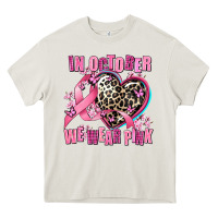 Cream western leopard  in october we wear pink heart Heavy Core Tee - AdoDesignShop