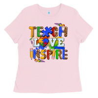 Bubblegum Pink teach love inspire Ladies Tee - AdoDesignShop