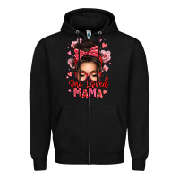 Black one loved mama messy bun Zipper Hoodie - texasbilliewilder