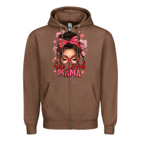 Chestnut one loved mama messy bun Zipper Hoodie - texasbilliewilder
