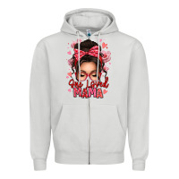Dove Grey one loved mama messy bun Zipper Hoodie - texasbilliewilder
