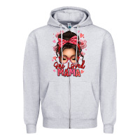 Heather Grey one loved mama messy bun Zipper Hoodie - texasbilliewilder