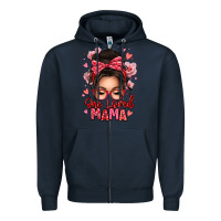 Navy one loved mama messy bun Zipper Hoodie - texasbilliewilder
