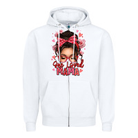White one loved mama messy bun Zipper Hoodie - texasbilliewilder