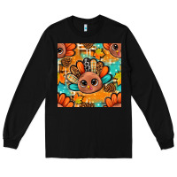 Black thanksgiving turkey and cone with tartan seamless pattern bbs Long Sleeve Tee - BundleAndBundleShop