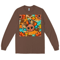 Chestnut thanksgiving turkey and cone with tartan seamless pattern bbs Long Sleeve Tee - BundleAndBundleShop