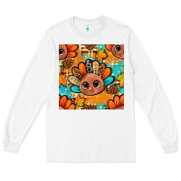 White thanksgiving turkey and cone with tartan seamless pattern bbs Long Sleeve Tee - BundleAndBundleShop