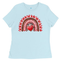 Baby Blue valentines day rainbow with heart Ladies Tee - RanaPortraitStore