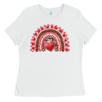 White valentines day rainbow with heart Ladies Tee - RanaPortraitStore