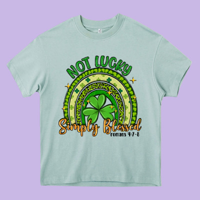 Not Lucky Simply Blessed Rainbow Heavy Core Tee Designed By Artiststas