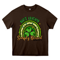 Chocolate Brown not lucky simply blessed rainbow Heavy Core Tee - Artiststas