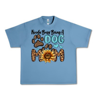 Pebble Blue kinda busy being a dog mom Urban Heavy Tee - MaliasSmallBusiness
