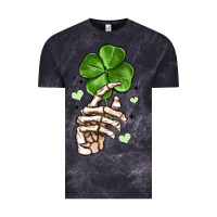Cloud Black skeleton hand with shamrock st patrick s day Vintage Tee - MaliasSmallBusiness