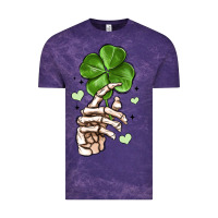 Cloud Purple skeleton hand with shamrock st patrick s day Vintage Tee - MaliasSmallBusiness