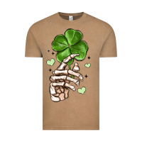 Vintage Coffee skeleton hand with shamrock st patrick s day Vintage Tee - MaliasSmallBusiness