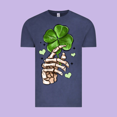 Skeleton Hand With Shamrock St Patrick S Day Vintage Tee Designed By Maliassmallbusiness