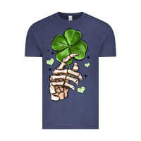 Vintage Denim skeleton hand with shamrock st patrick s day Vintage Tee - MaliasSmallBusiness