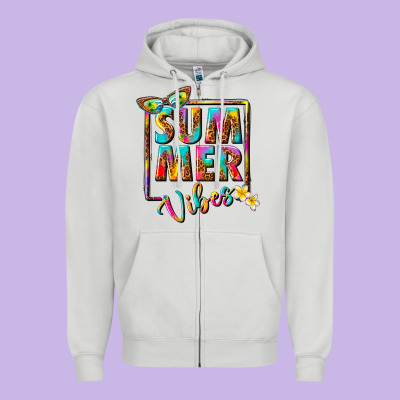 Summer Vibes Zipper Hoodie Designed By Nancycooperartshop
