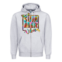 Heather Grey summer vibes Zipper Hoodie - NancyCooperArtShop