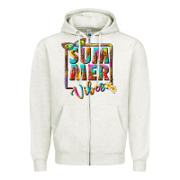 Oatmeal Heather summer vibes Zipper Hoodie - NancyCooperArtShop