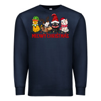 Navy meowy christmas Premium Sweatshirt - CowGirlArtShop