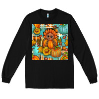 Black thanksgiving turkey with tartan seamless pattern bbs Long Sleeve Tee - BundleAndBundleShop