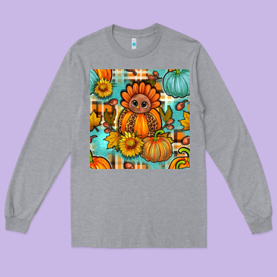 Thanksgiving Turkey With Tartan Seamless Pattern Bbs Long Sleeve Tee Designed By Bundleandbundleshop