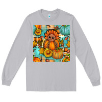 Moon Dust thanksgiving turkey with tartan seamless pattern bbs Long Sleeve Tee - BundleAndBundleShop