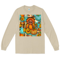 Mushroom thanksgiving turkey with tartan seamless pattern bbs Long Sleeve Tee - BundleAndBundleShop