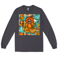 Smoke thanksgiving turkey with tartan seamless pattern bbs Long Sleeve Tee - BundleAndBundleShop