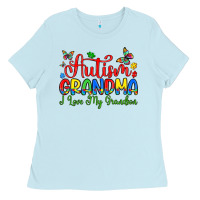 Baby Blue autism grandma i love my grandson Ladies Tee - Artiststas