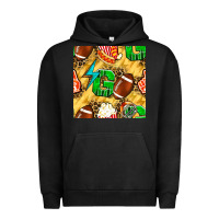 Pigment Black american football go with thunder and leopard  seamless pattern Urban Hoodie - BundleAndBundleShop