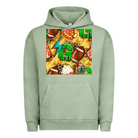 Pigment Oil Green american football go with thunder and leopard  seamless pattern Urban Hoodie - BundleAndBundleShop