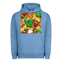 Pigment Pebble Blue american football go with thunder and leopard  seamless pattern Urban Hoodie - BundleAndBundleShop