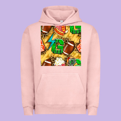 American Football Go With Thunder And Leopard  Seamless Pattern Urban Hoodie Designed By Bundleandbundleshop
