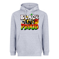 Heather Grey black and proud Heavyweight Hoodie - CowGirlArtShop